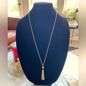 JCrew Factory, 29.5” gold, pearl & tassel pendant necklace